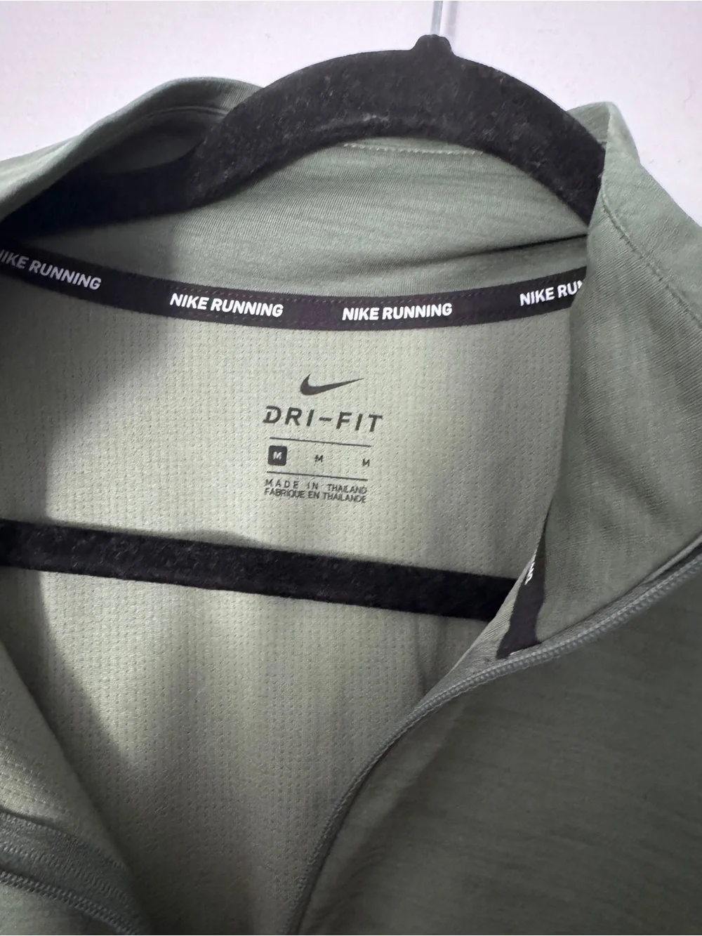 Nike Olive Green Quarter-Zip Pullover with Sleeve Swooshes